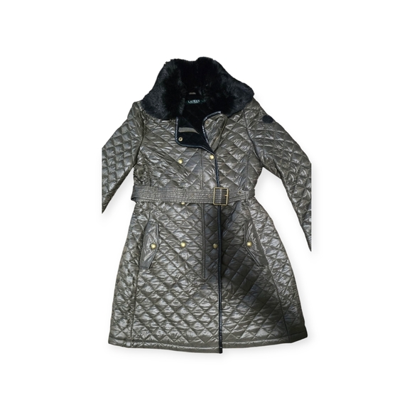 Lauren Ralph Lauren Quilted Puffer Coat In Hunter Green - Picture 4 of 7